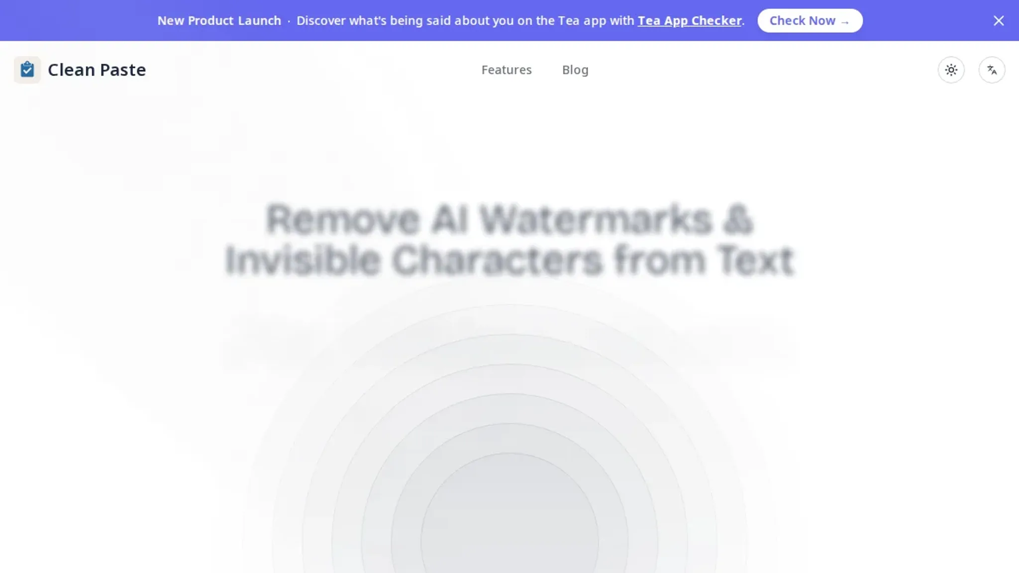 Screenshot of the Clean Paste homepage, captured August 2026