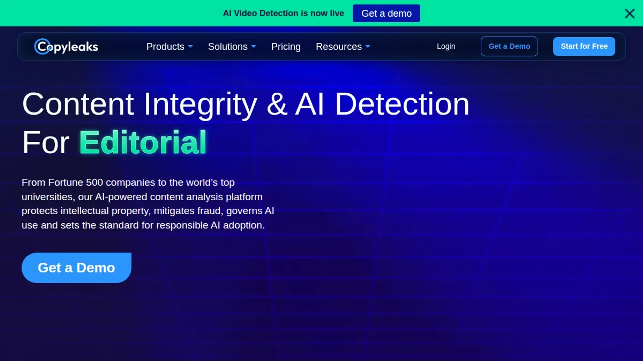 Screenshot of the Copyleaks homepage, captured August 2026