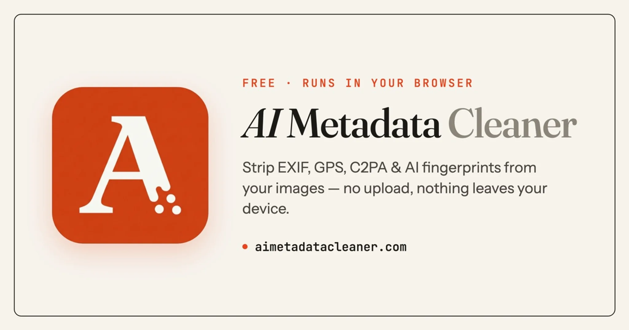 OpenGraph image for AI Metadata Cleaner homepage