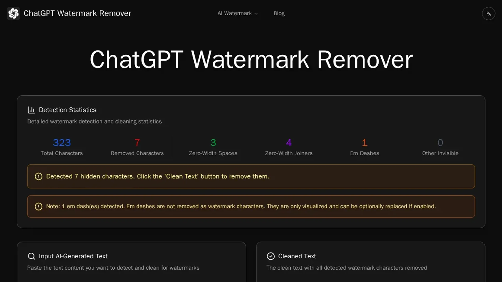 Screenshot of the ChatGPTWatermarkRemover.org homepage, captured September 2026