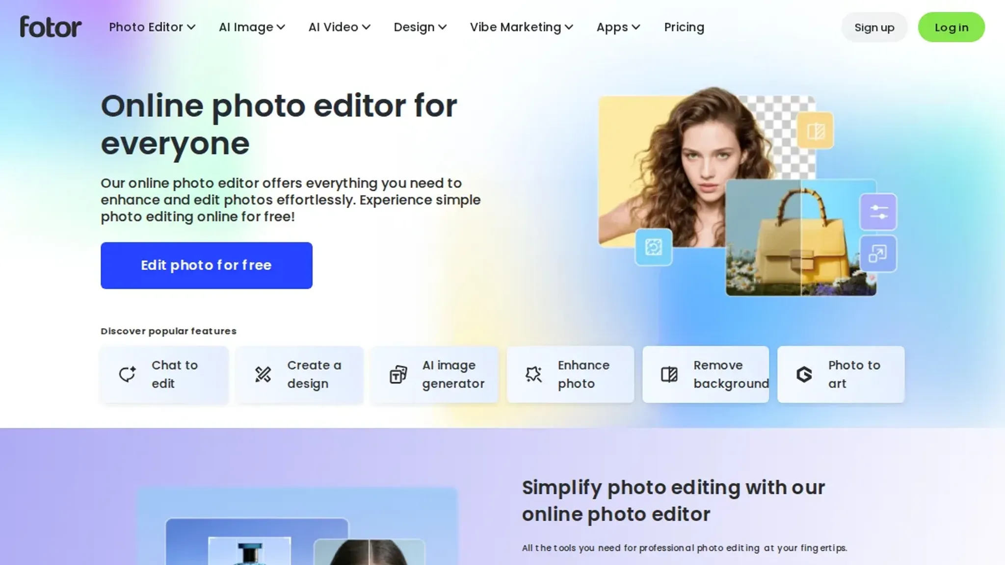 Screenshot of the Fotor homepage, captured August 2026