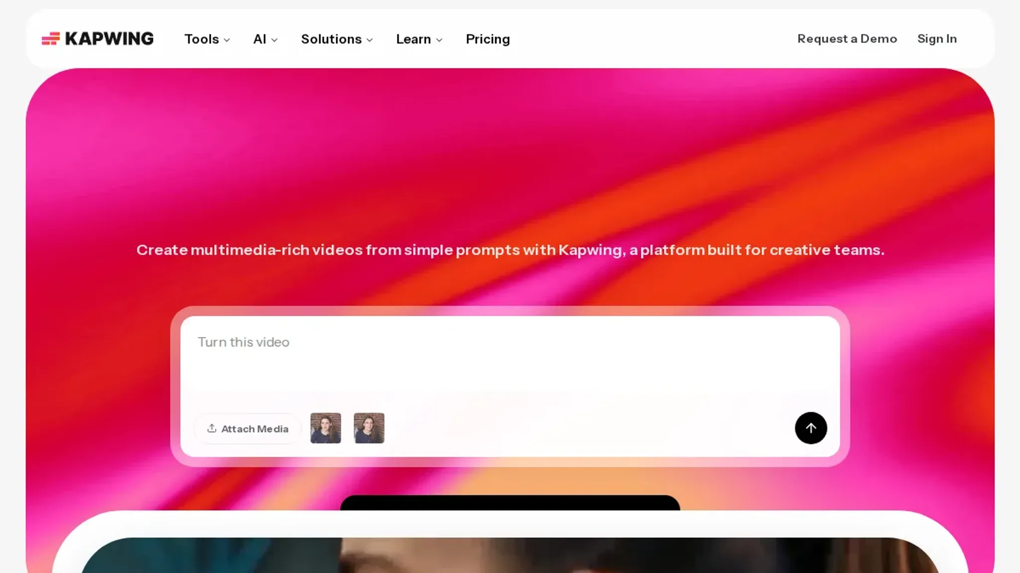 Screenshot of the Kapwing AI Watermark Remover homepage, captured September 2026