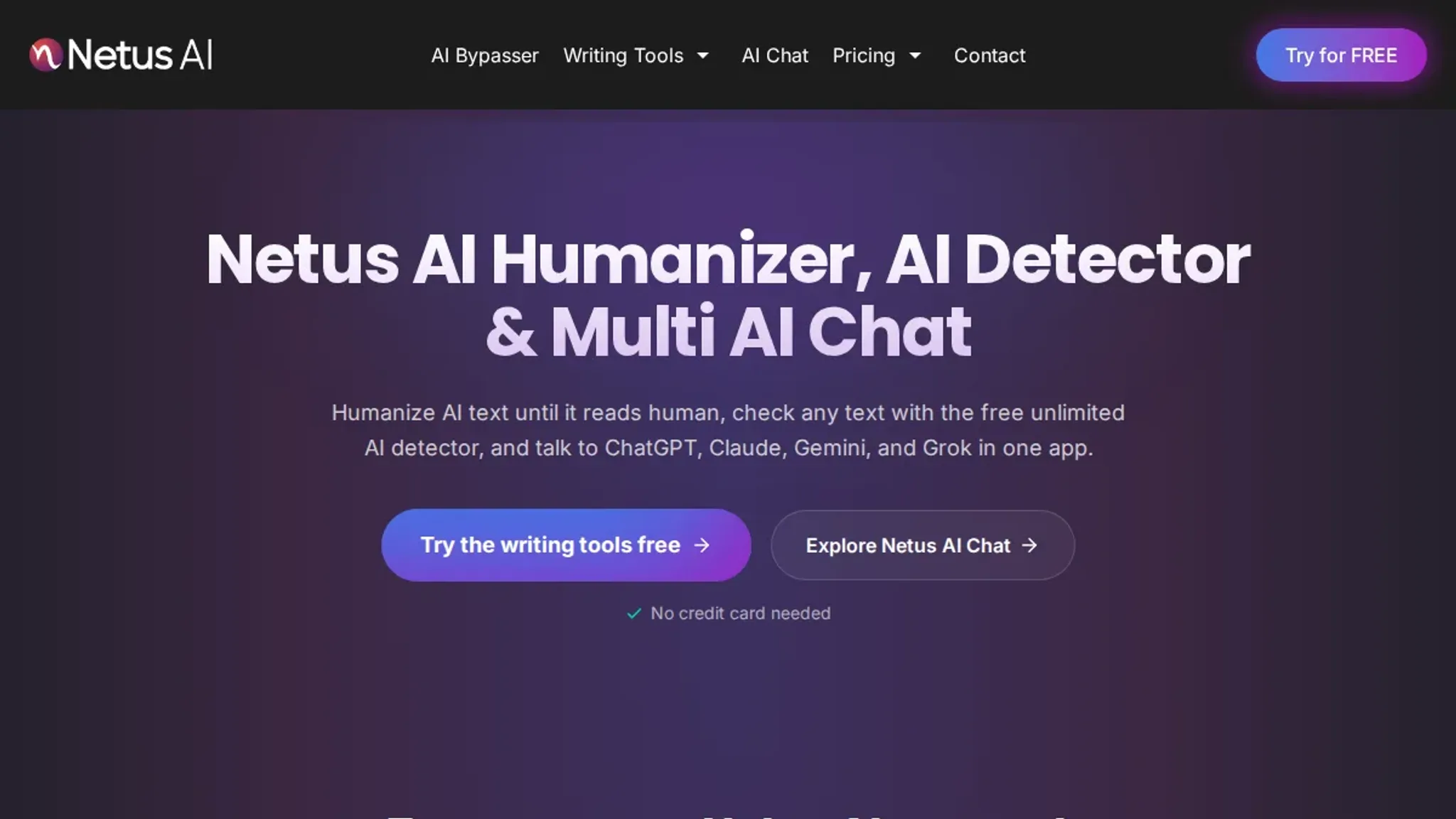 Screenshot of the Netus homepage, captured October 2026
