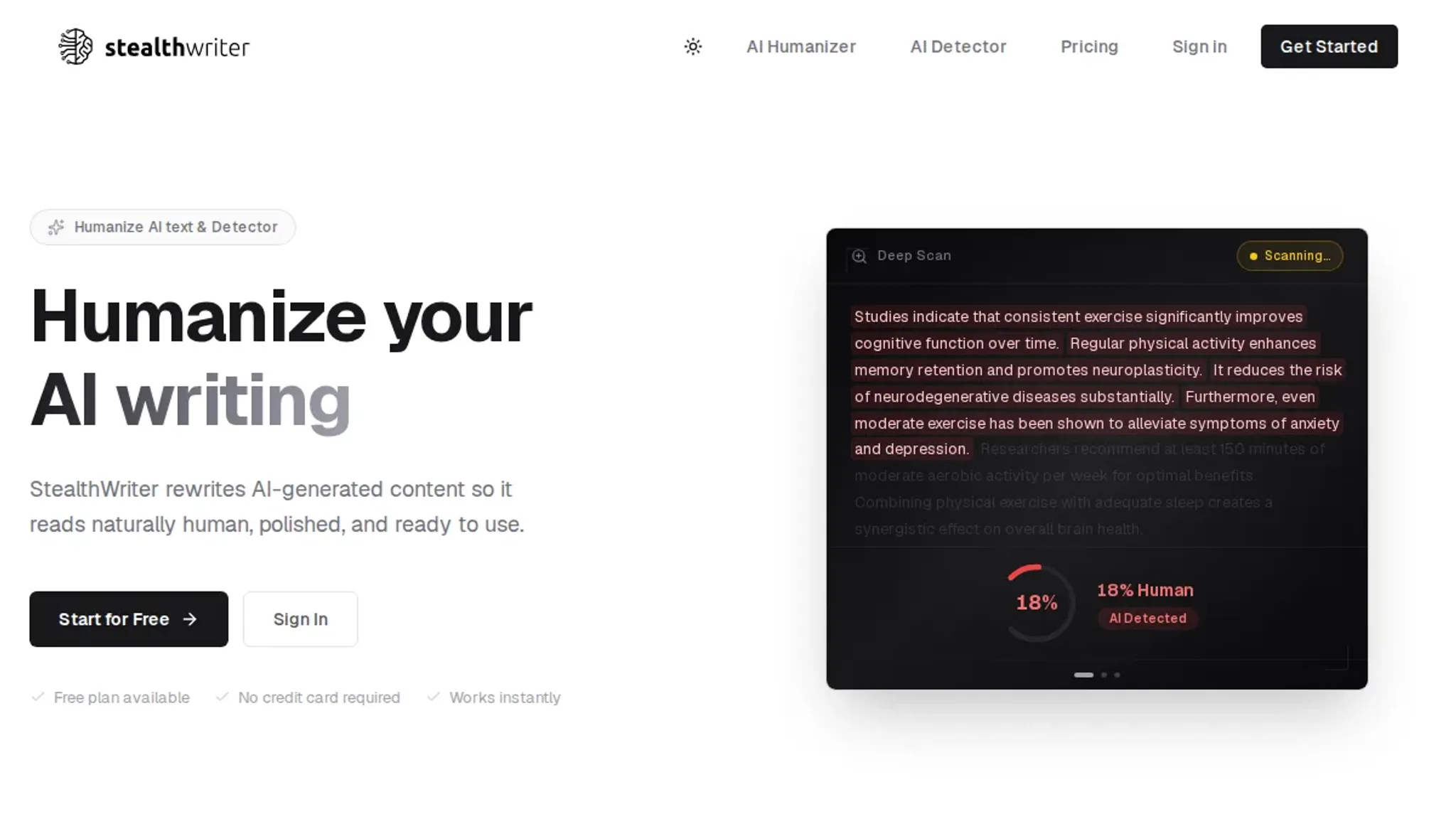 Screenshot of the Stealthwriter homepage, captured October 2026
